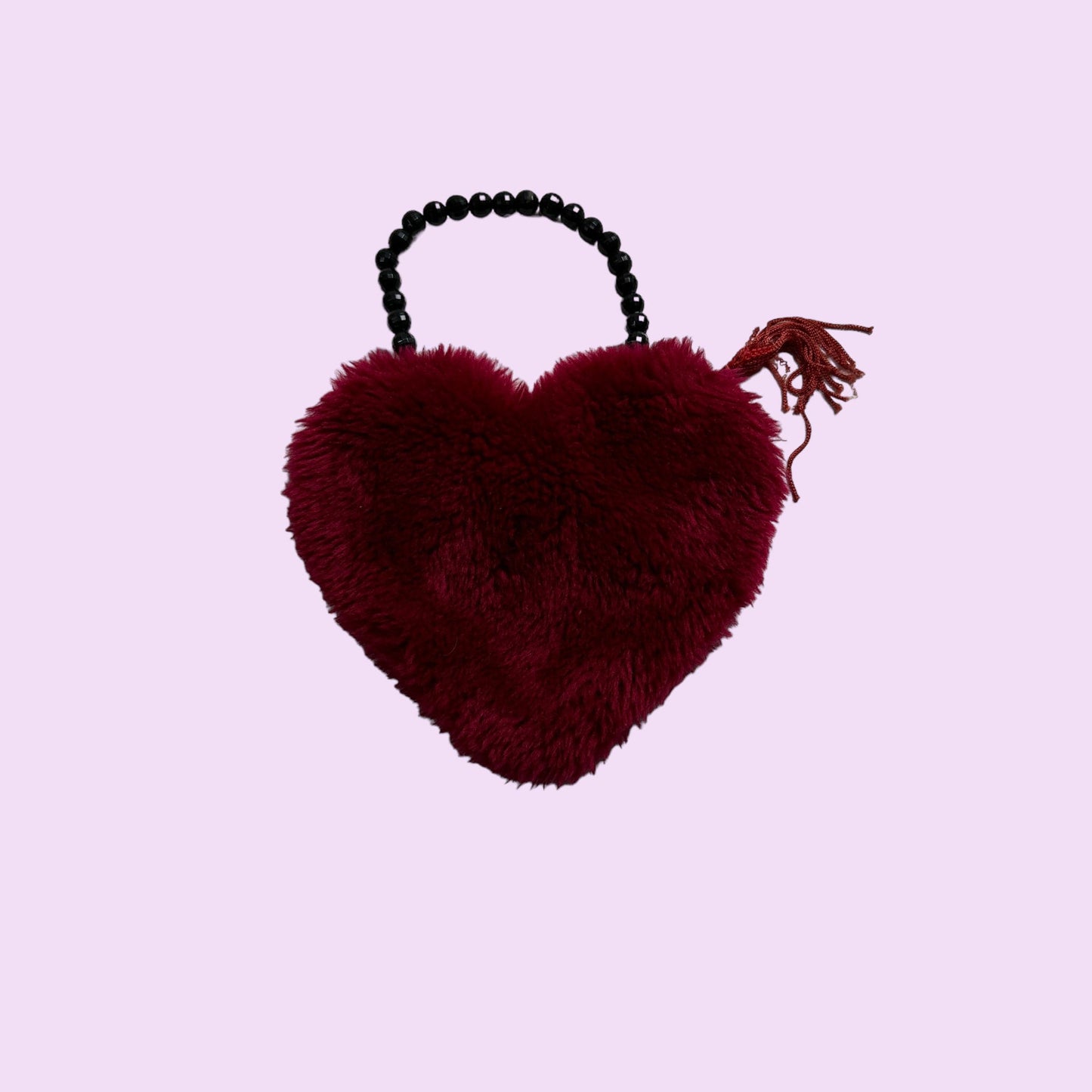 Vintage 90s Fluffy Beaded Heart Mini Purse