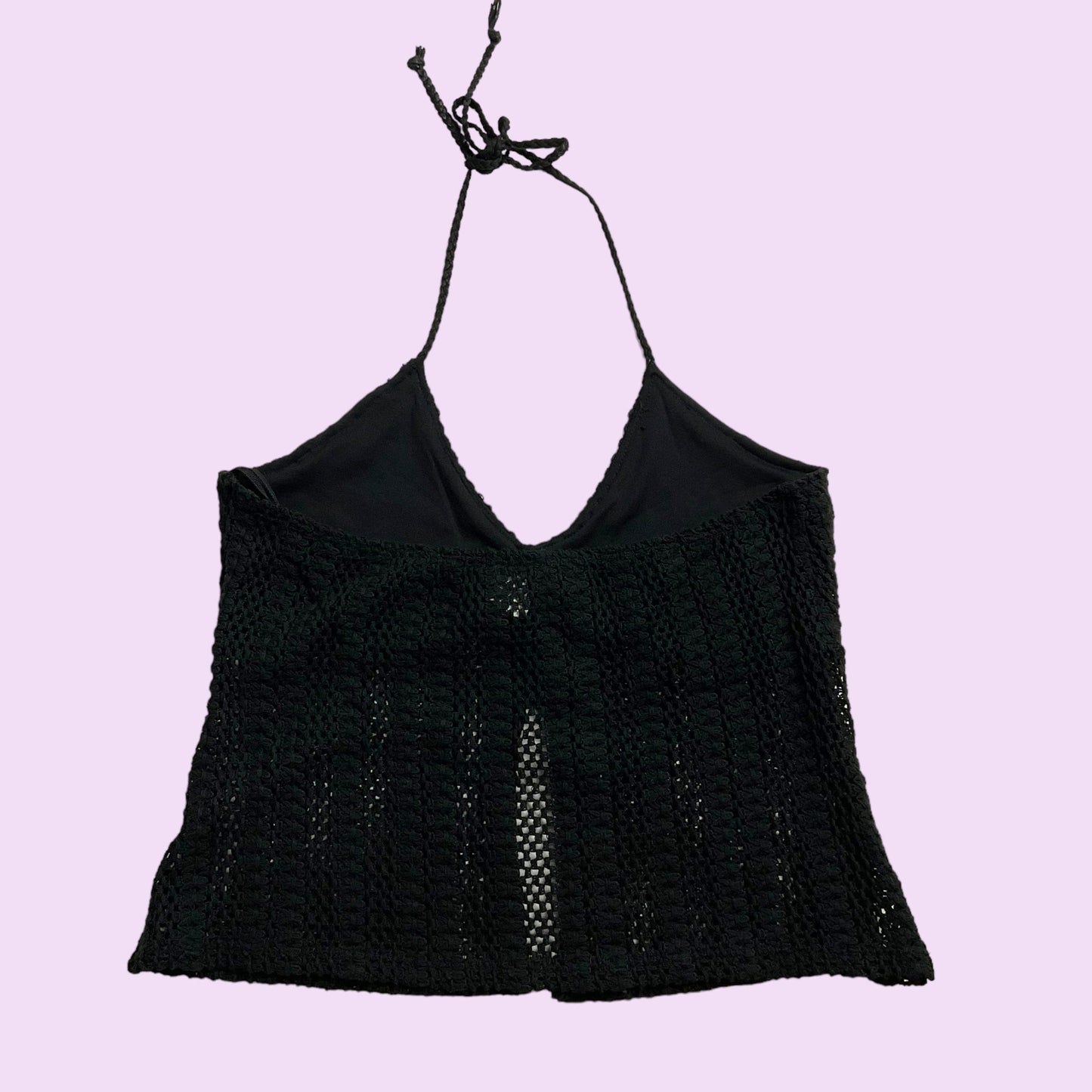 Vintage 90s Crochet Split Hem Halter Top