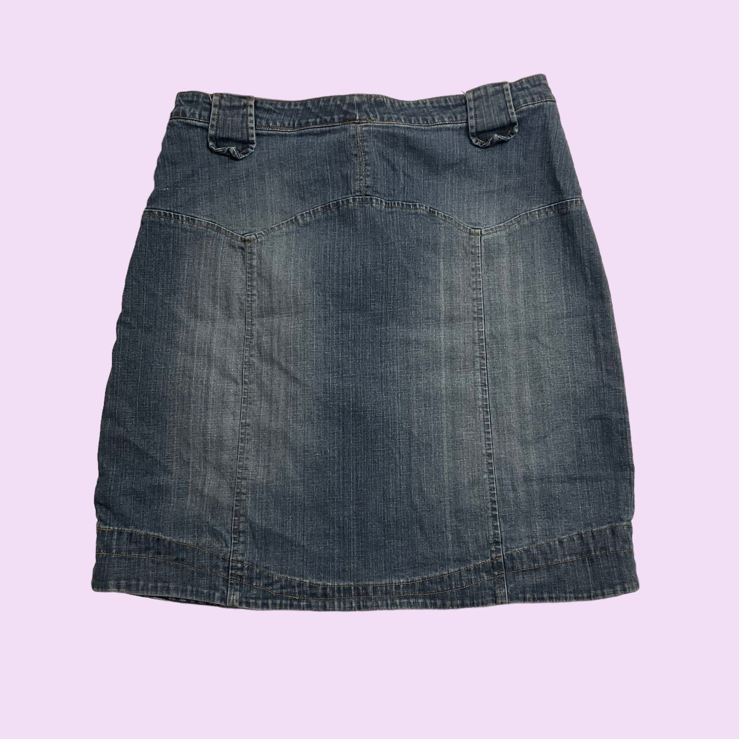 2000s Denim Zipper Route 66 Midi Skirt