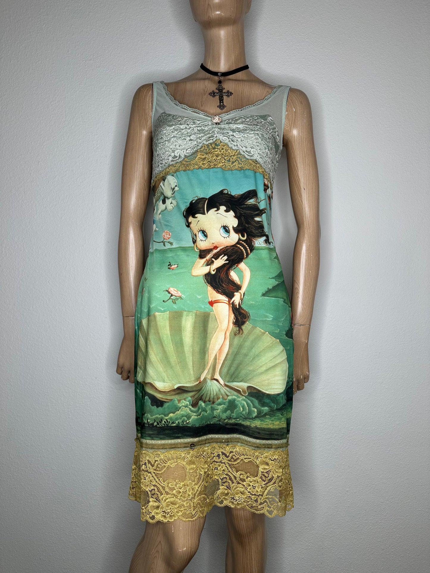 Vintage 90s Casadei Graphic Betty Boop Birth Of Venus Dress