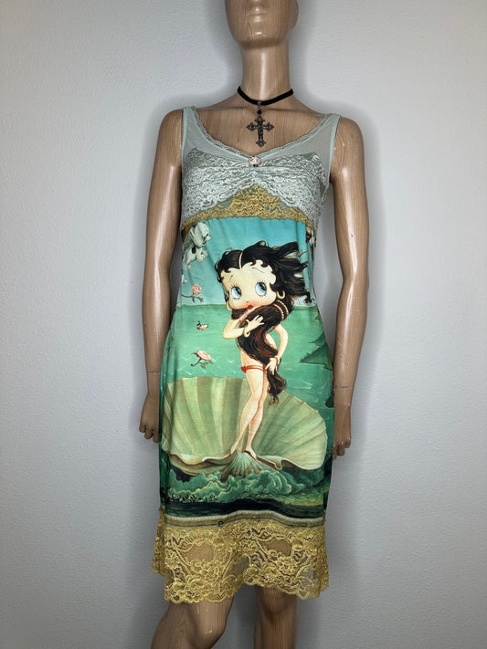 Vintage 90s Casadei Graphic Betty Boop Birth Of Venus Dress