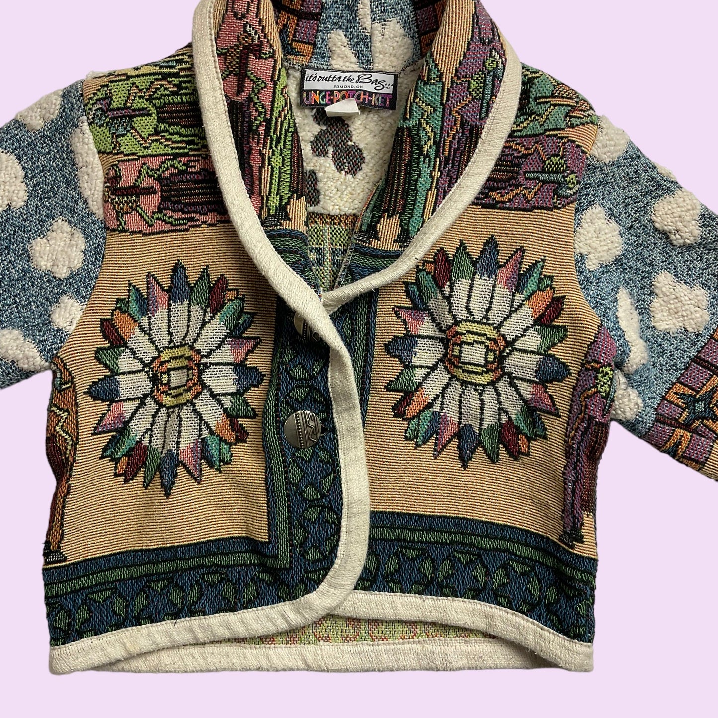 Vintage 80s Woven Tapestry Cardigan Jacket