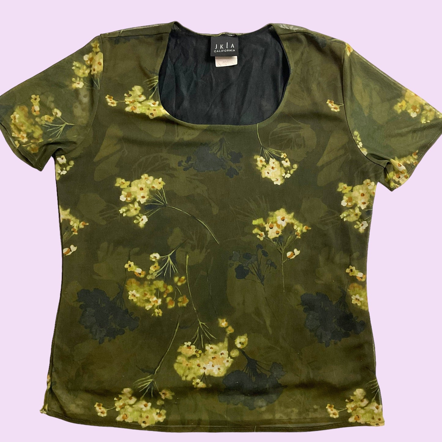 Vintage 90s Flower Print Mesh Top