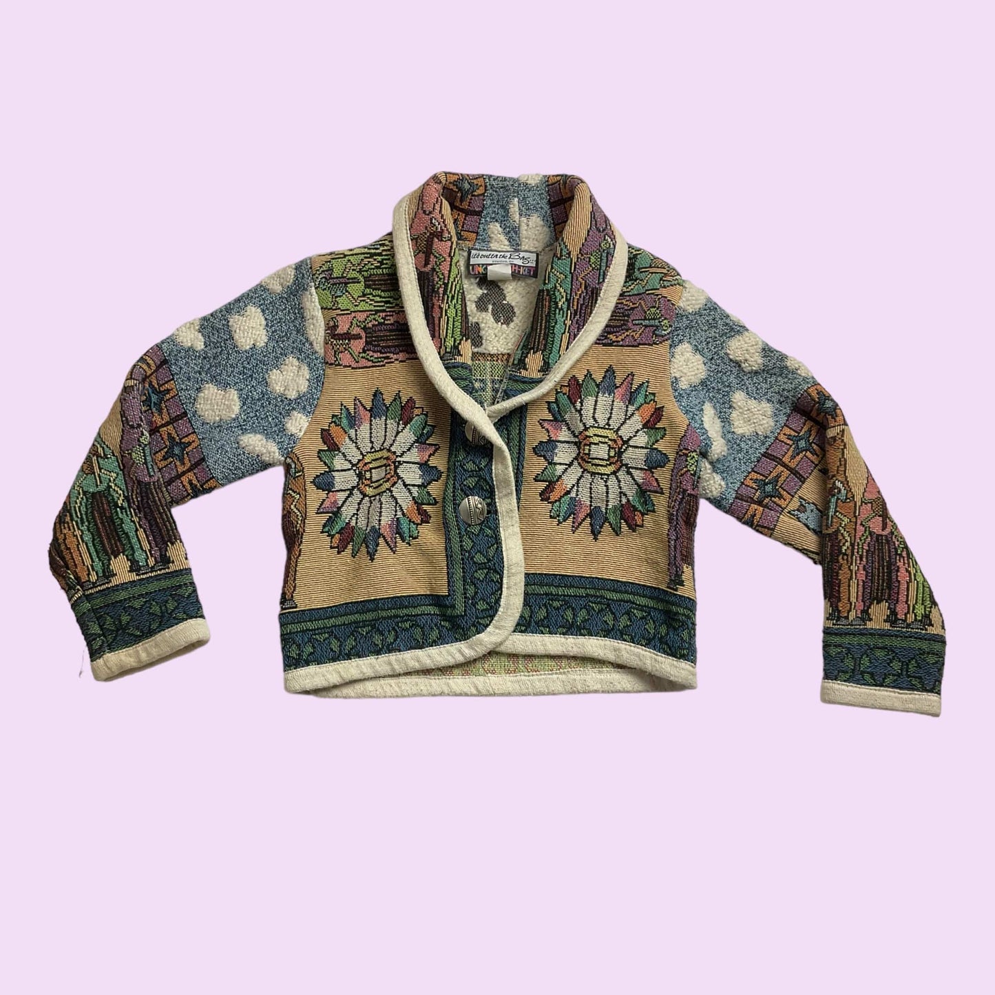 Vintage 80s Woven Tapestry Cardigan Jacket