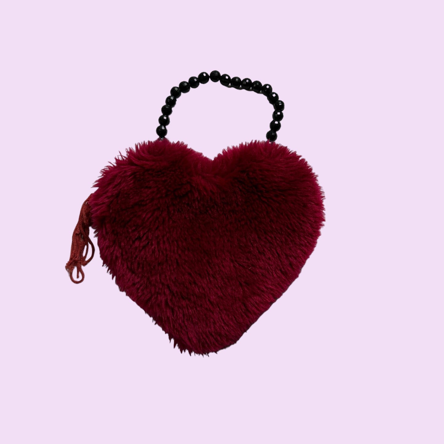 Vintage 90s Fluffy Beaded Heart Mini Purse