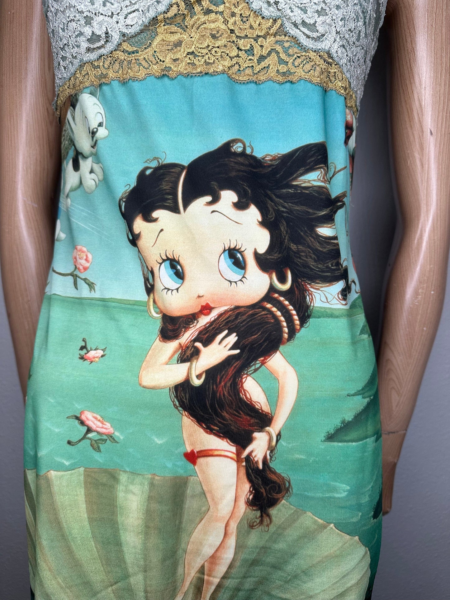 Vintage 90s Casadei Graphic Betty Boop Birth Of Venus Dress