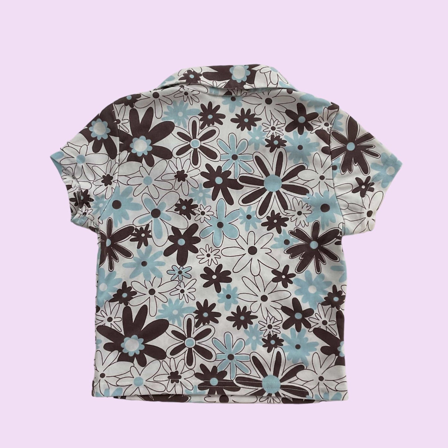 90s Flower Print Collared Top