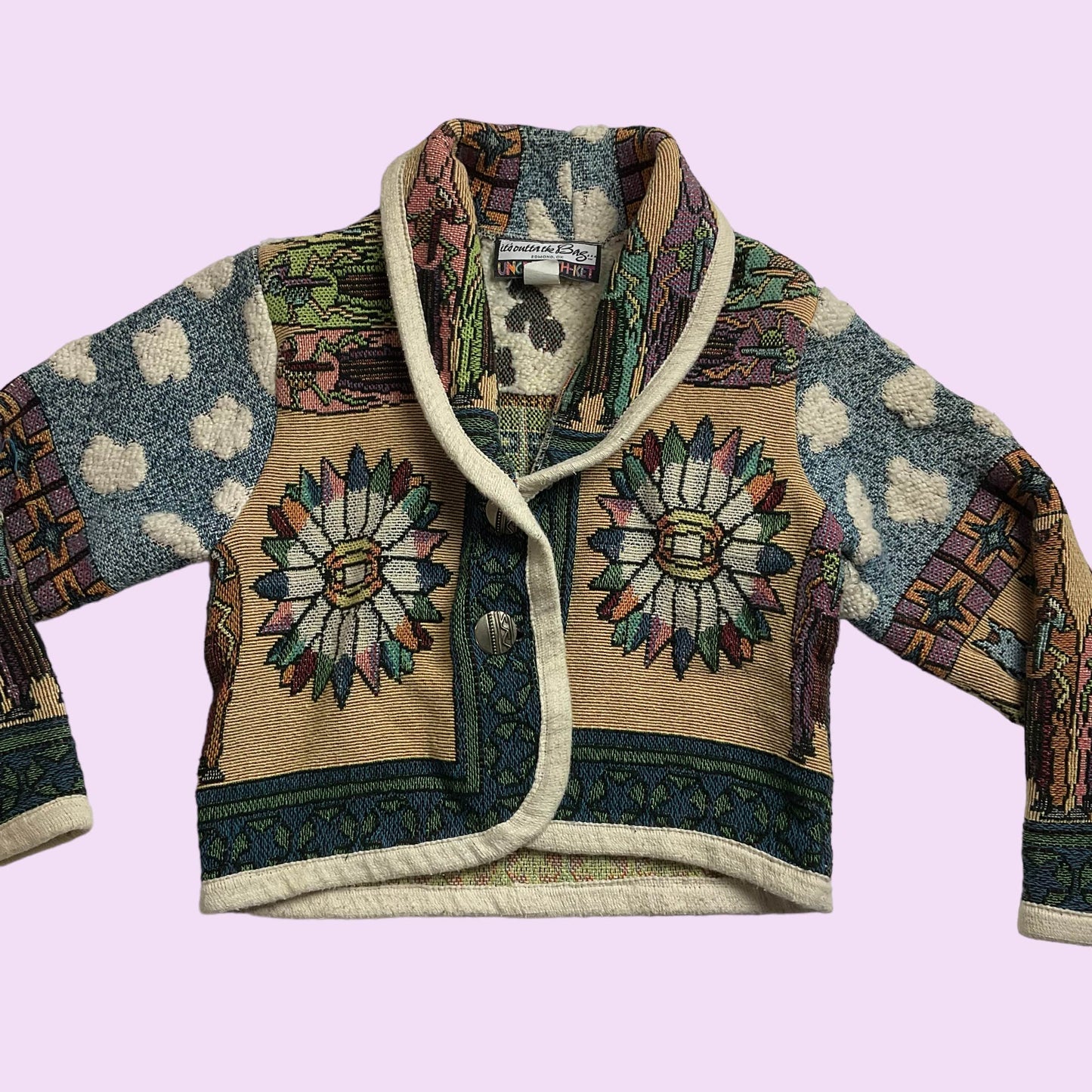 Vintage 80s Woven Tapestry Cardigan Jacket