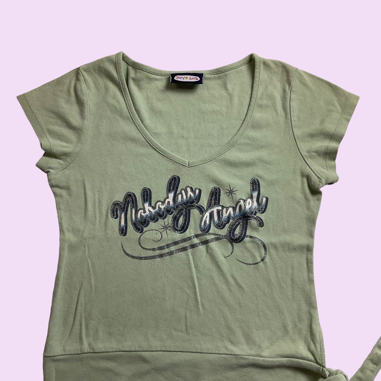 Vintage Y2K Graphic “Nobody’s Angel” Zoey Beth Top