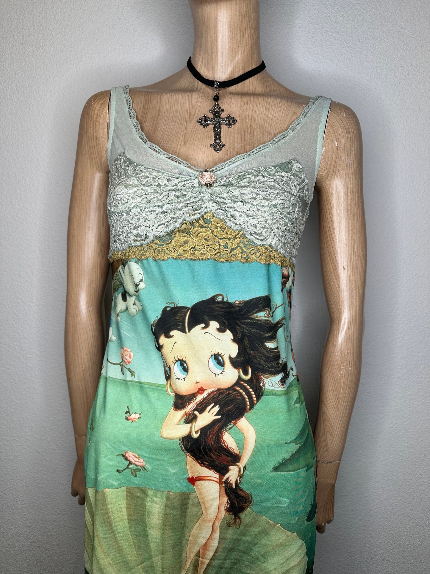 Vintage 90s Casadei Graphic Betty Boop Birth Of Venus Dress