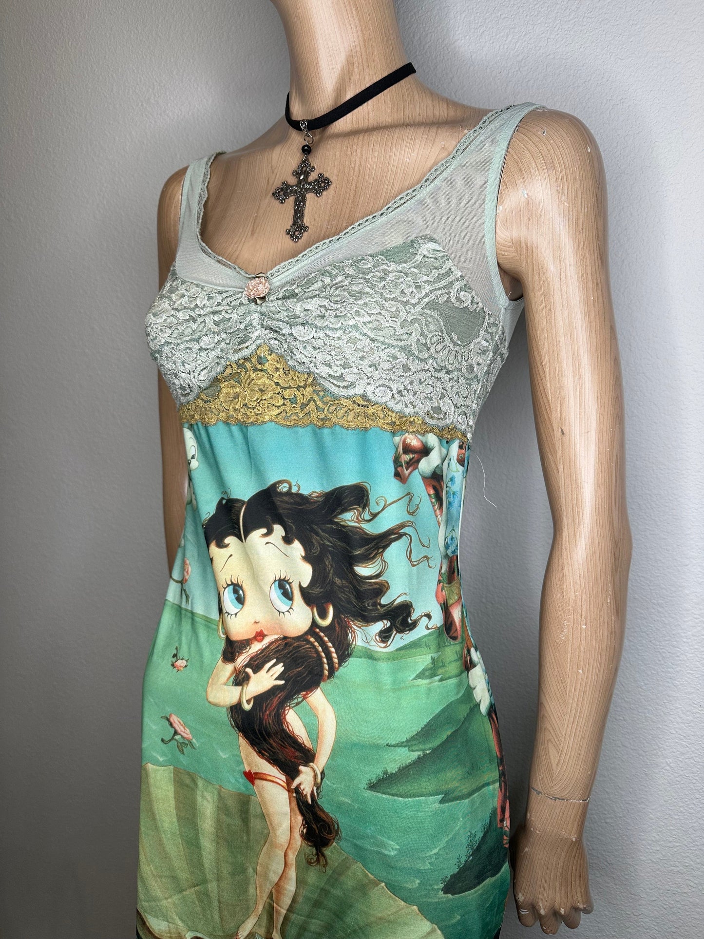 Vintage 90s Casadei Graphic Betty Boop Birth Of Venus Dress