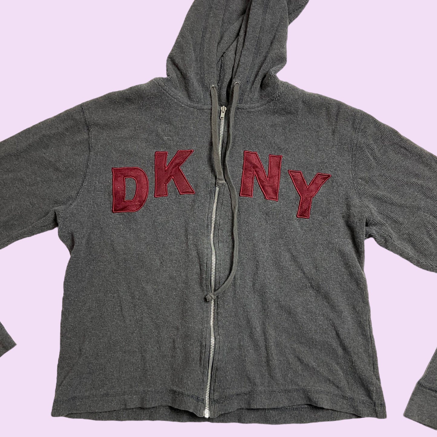 Vintage Y2K Waffle Fabric DKNY Zip Up Hooded Jacket