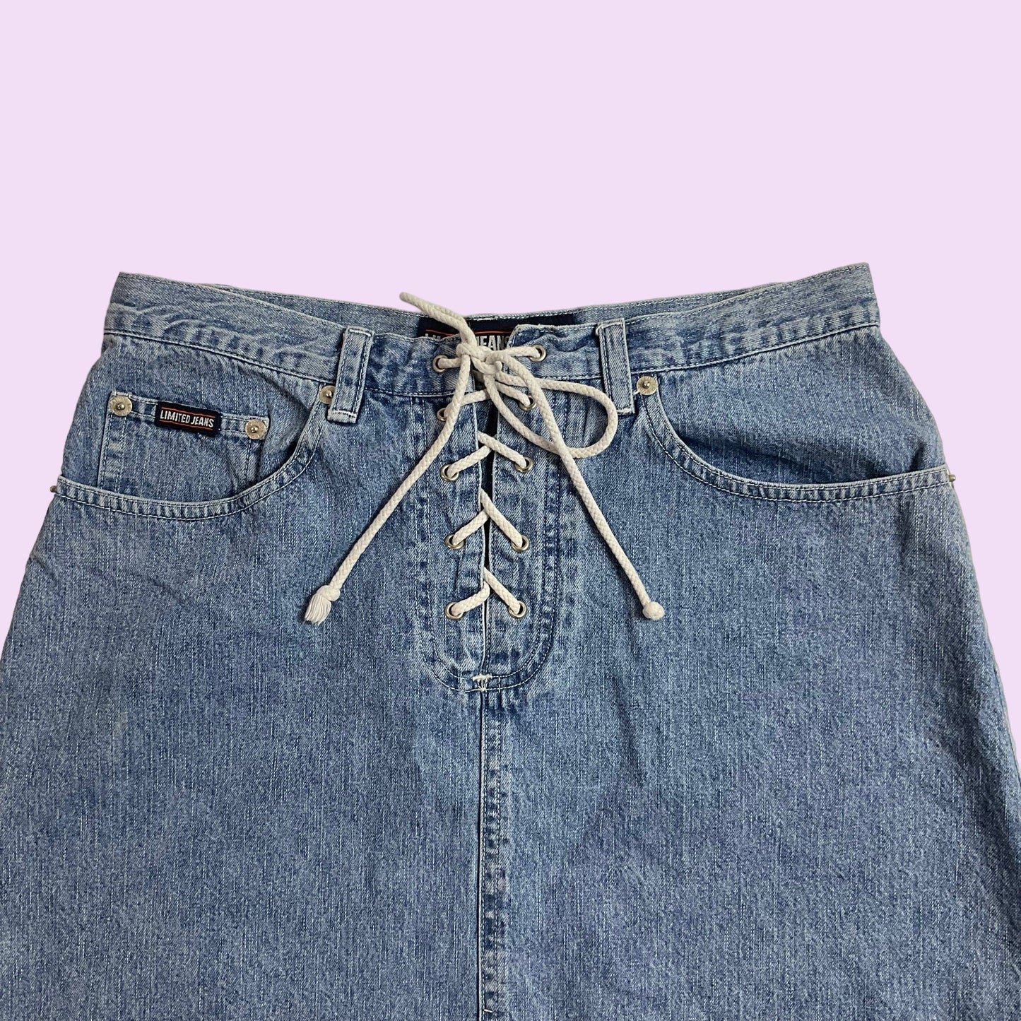 Vintage Y2K Lace Up Denim Skirt