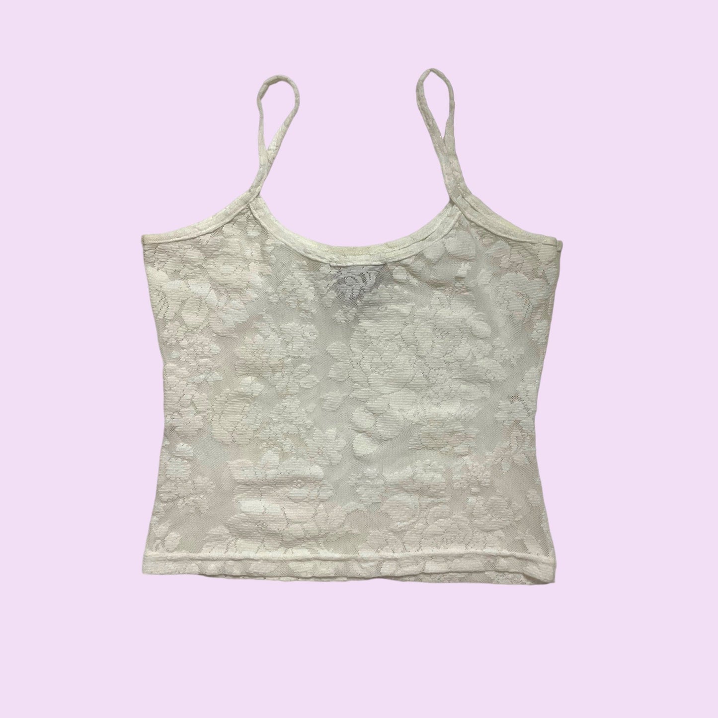 Vintage 90s Mesh Flower Print Cami Top