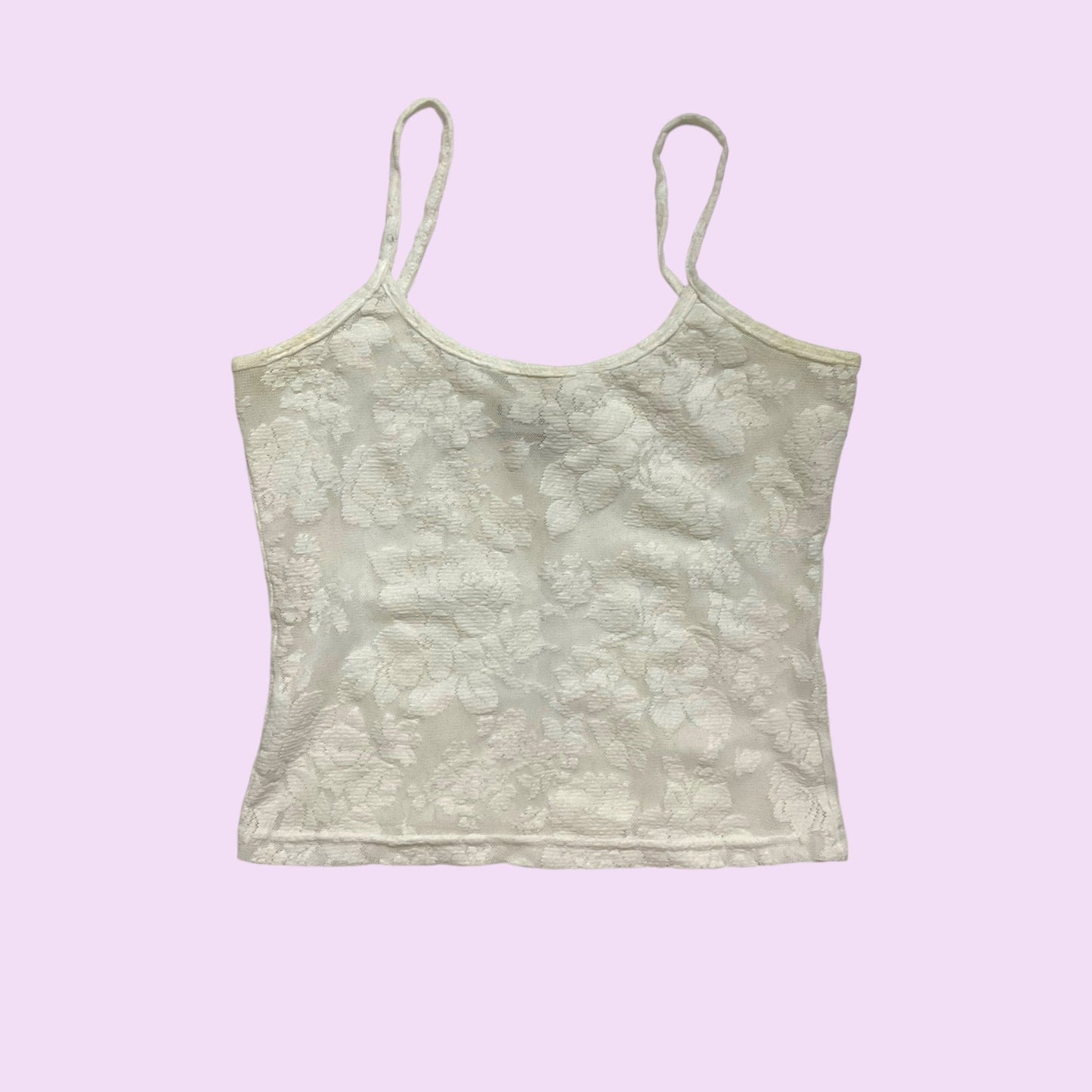 Vintage 90s Mesh Flower Print Cami Top