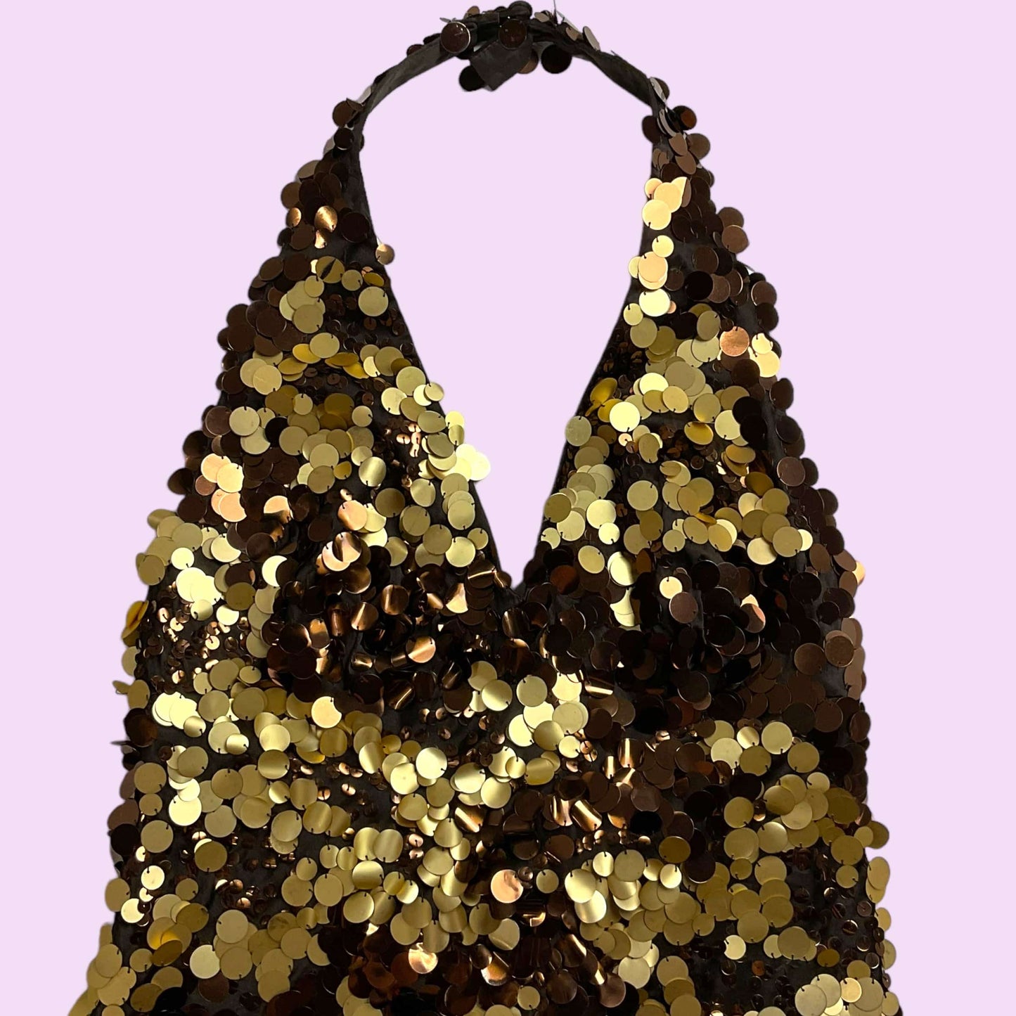 Y2K Gold Sequined Halter Top