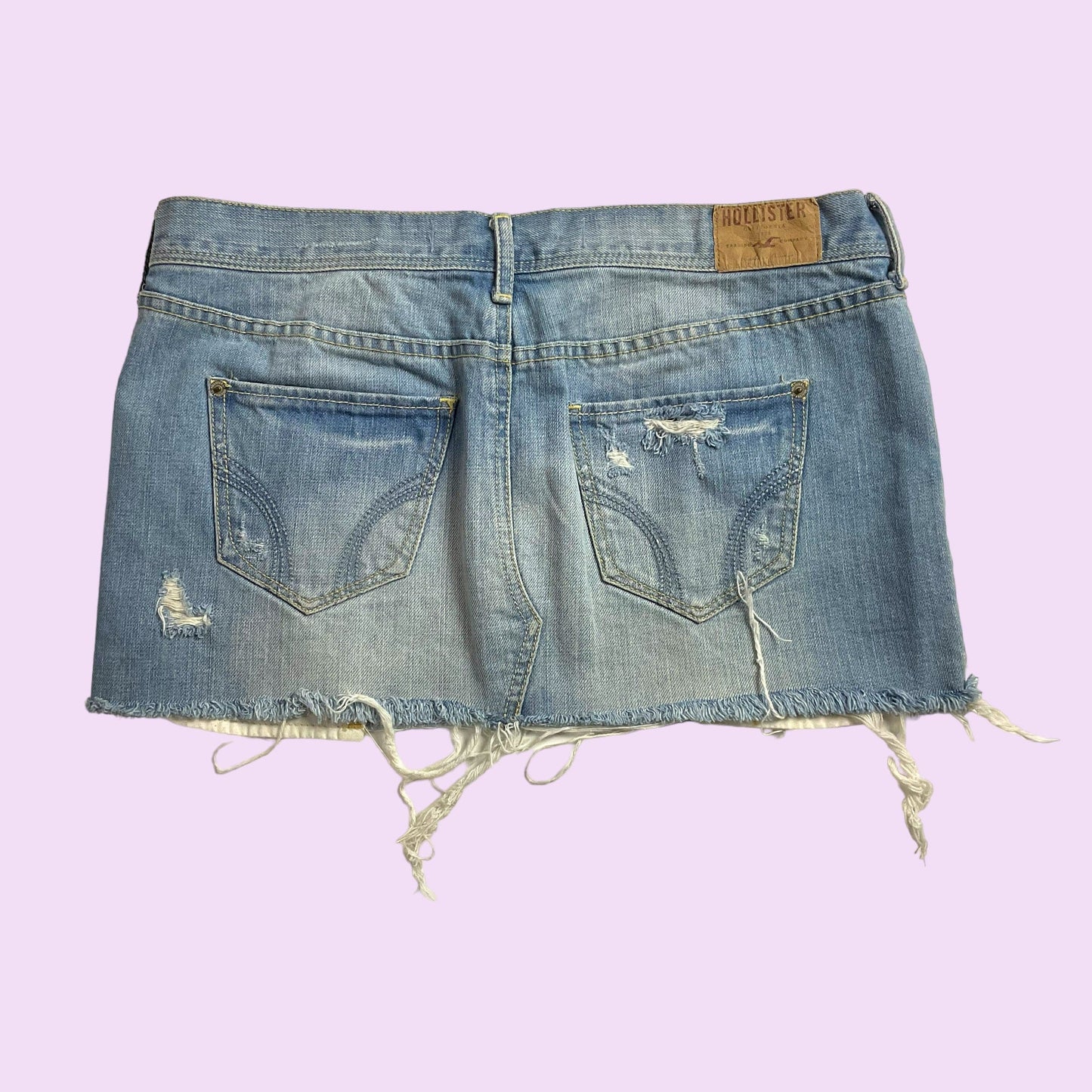 Y2K Light Distressed Denim Mini Skirt