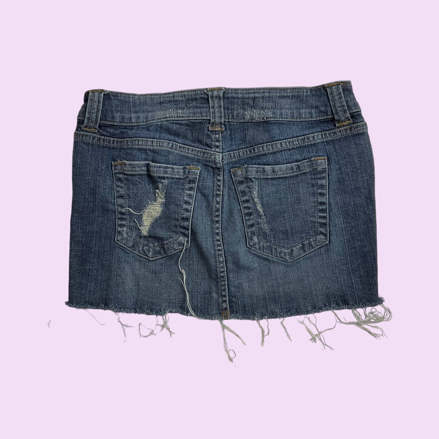 Y2K Denim Distressed Mini Skirt