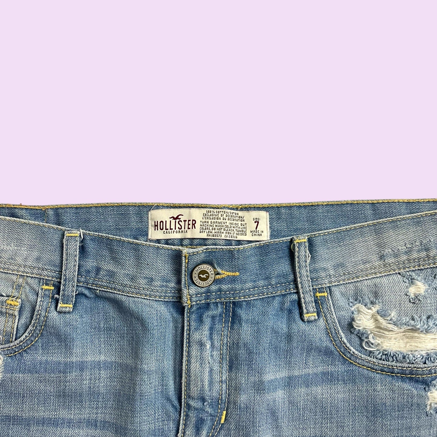 Y2K Light Distressed Denim Mini Skirt