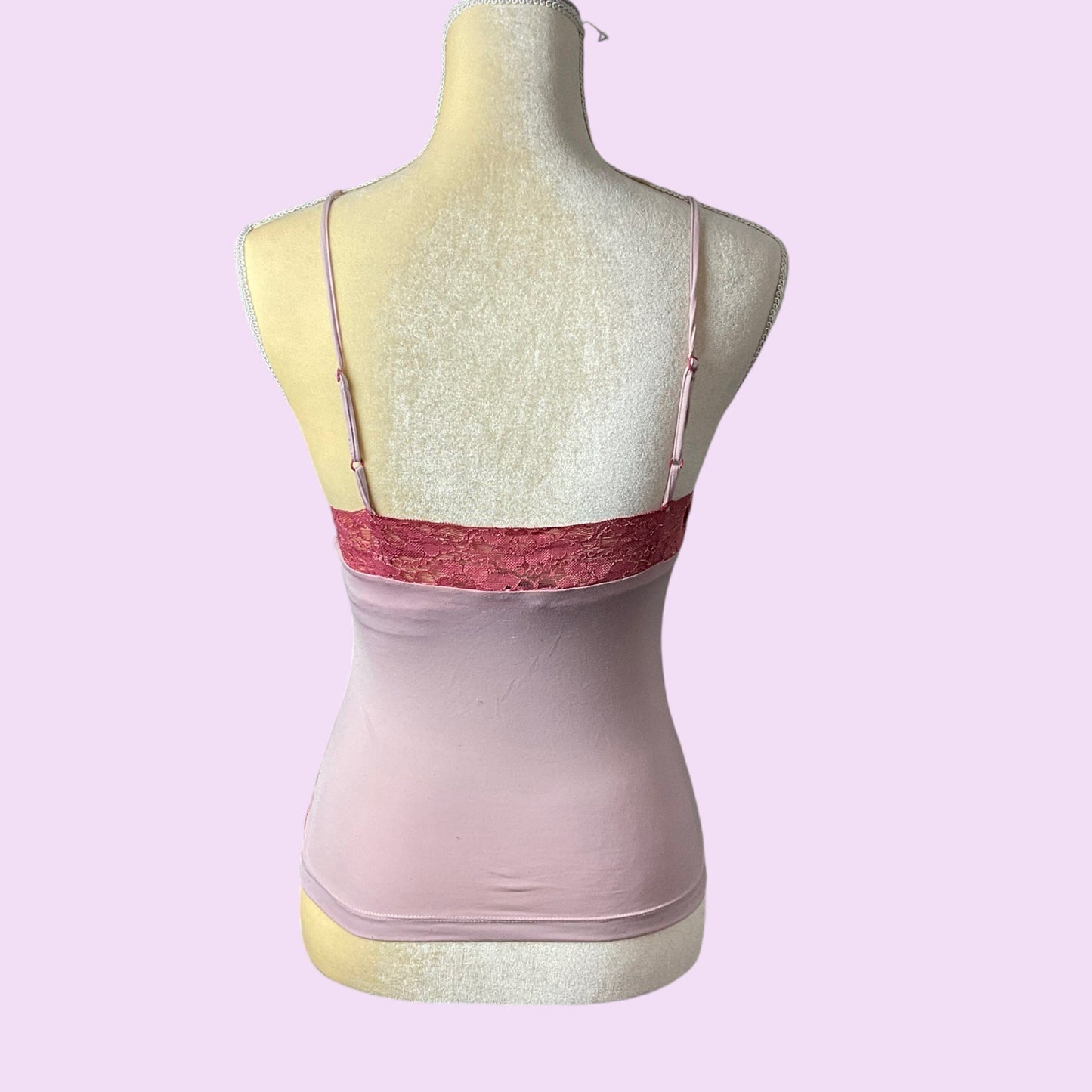 Y2K Lace Trim Pink Cami Top