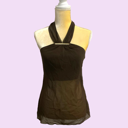 Vintage 90s Mesh Brown Halter Top