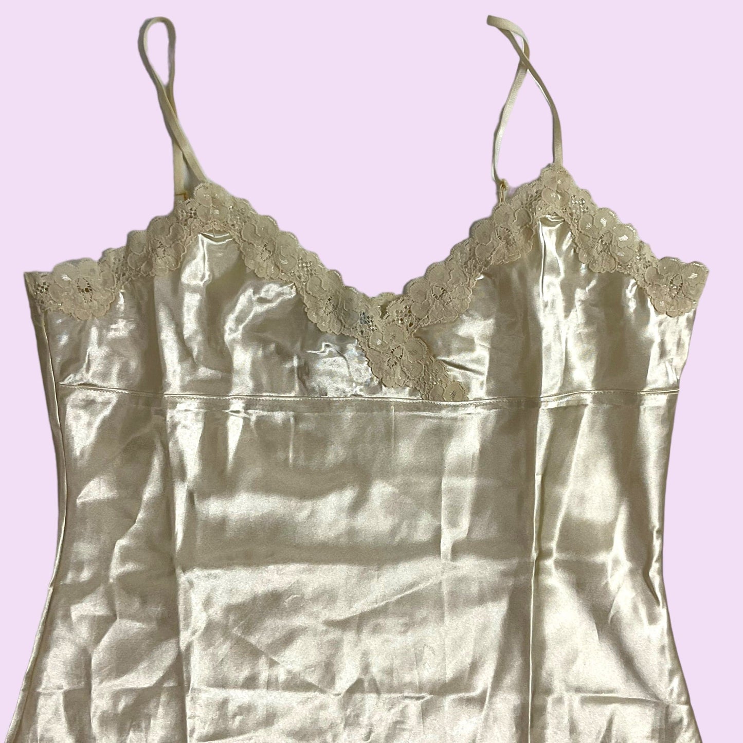 Vintage Y2K Satin Lace Trim Cami Top