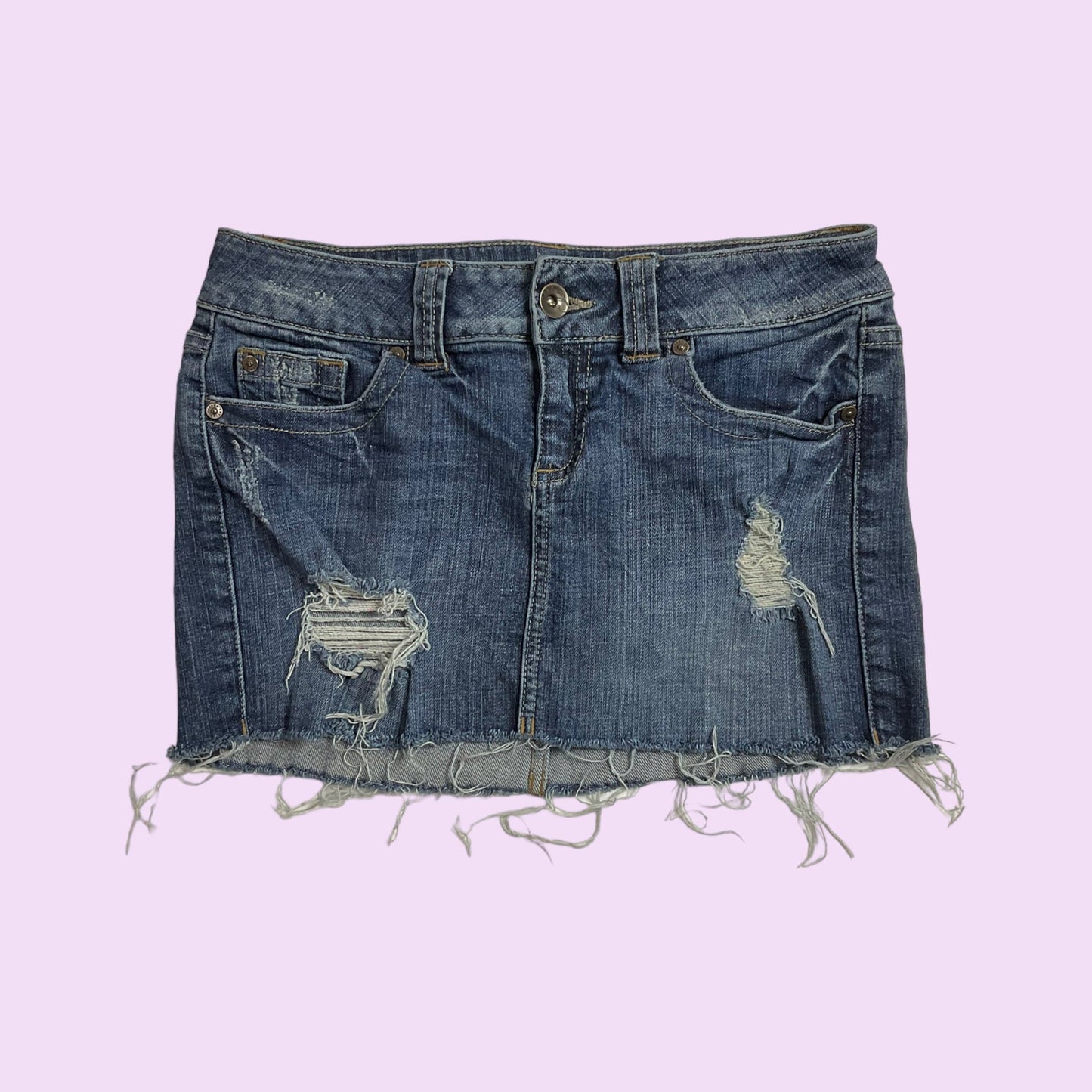 Y2K Denim Distressed Mini Skirt