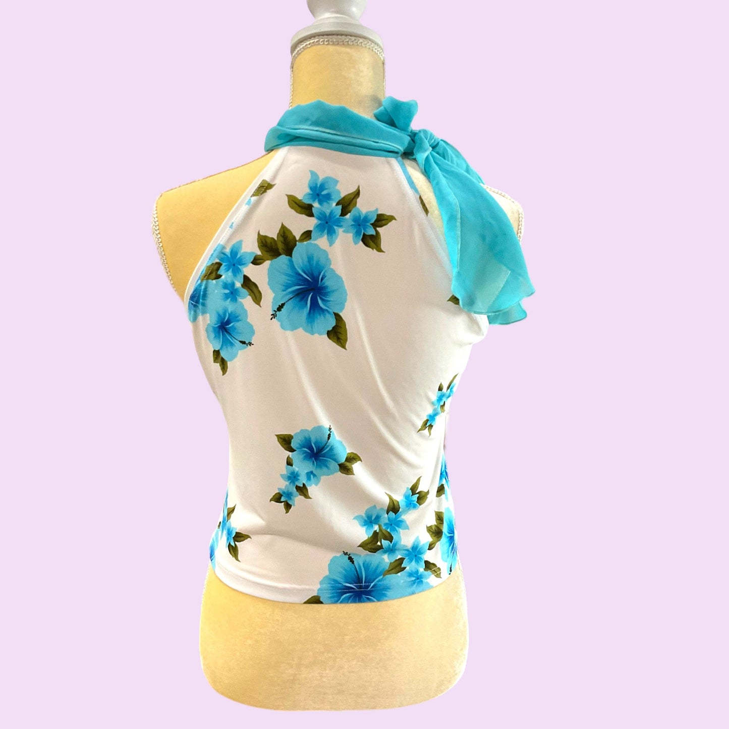 Vintage Y2K Euro Scarf Flower Print Top