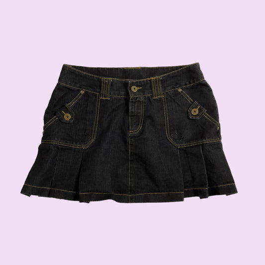 Vintage Y2K Denim Pleated Mini Skirt