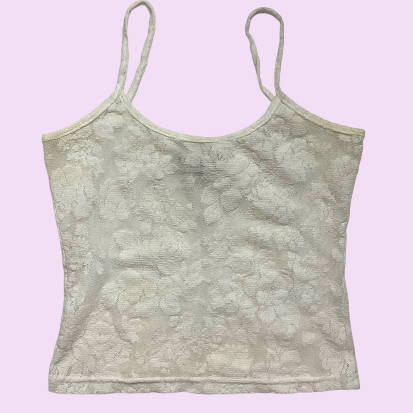 Vintage 90s Mesh Flower Print Cami Top