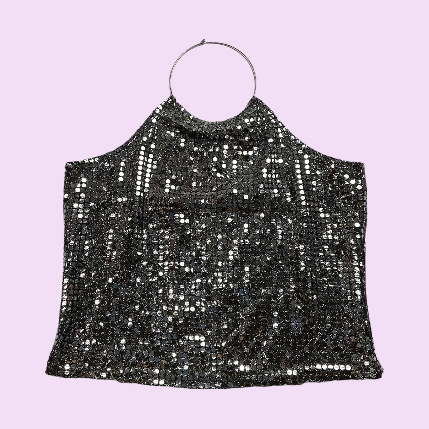 Vintage 90s NWT Sparkly Hoop Neck Top