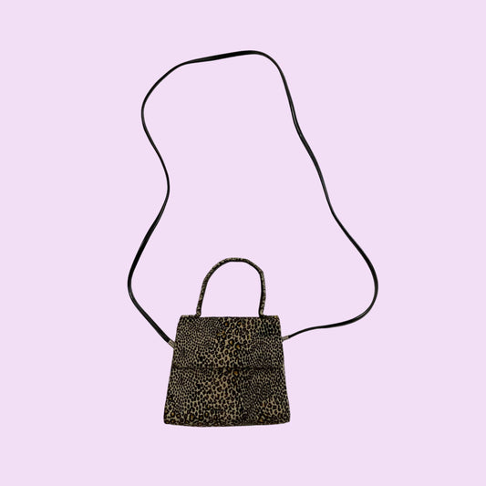 Vintage 90s Velour Leopard Print Mini Purse