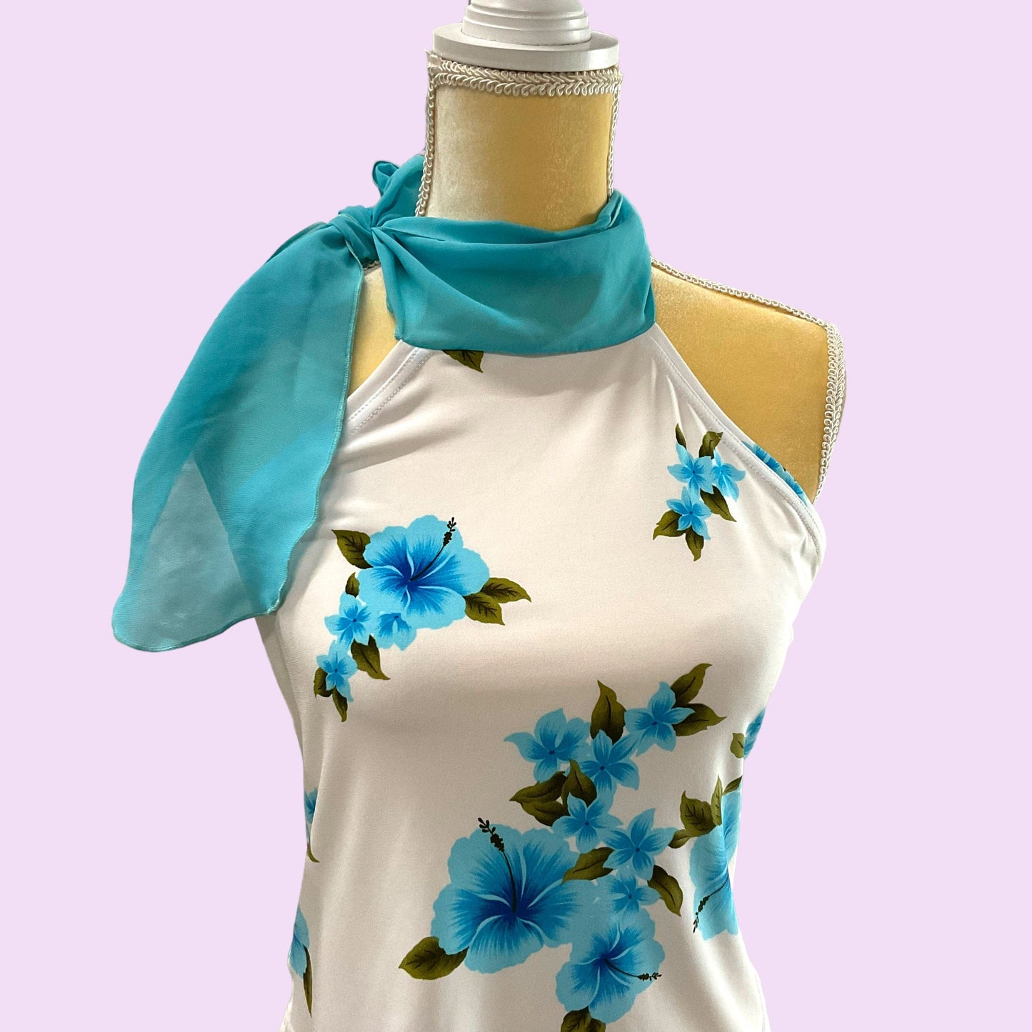 Vintage Y2K Euro Scarf Flower Print Top