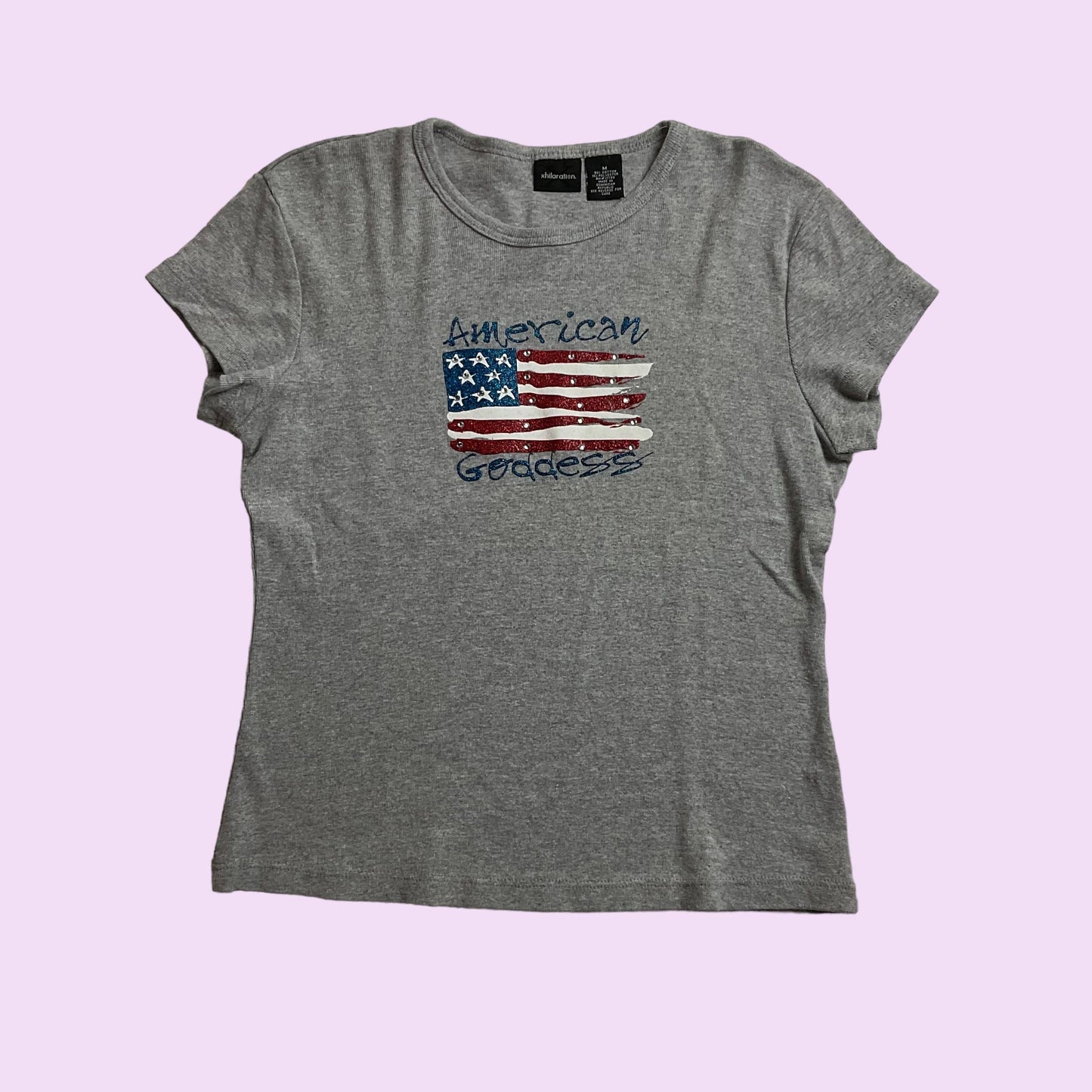 Vintage 90s Graphic “American Goddess” Xhilaration Baby Tee