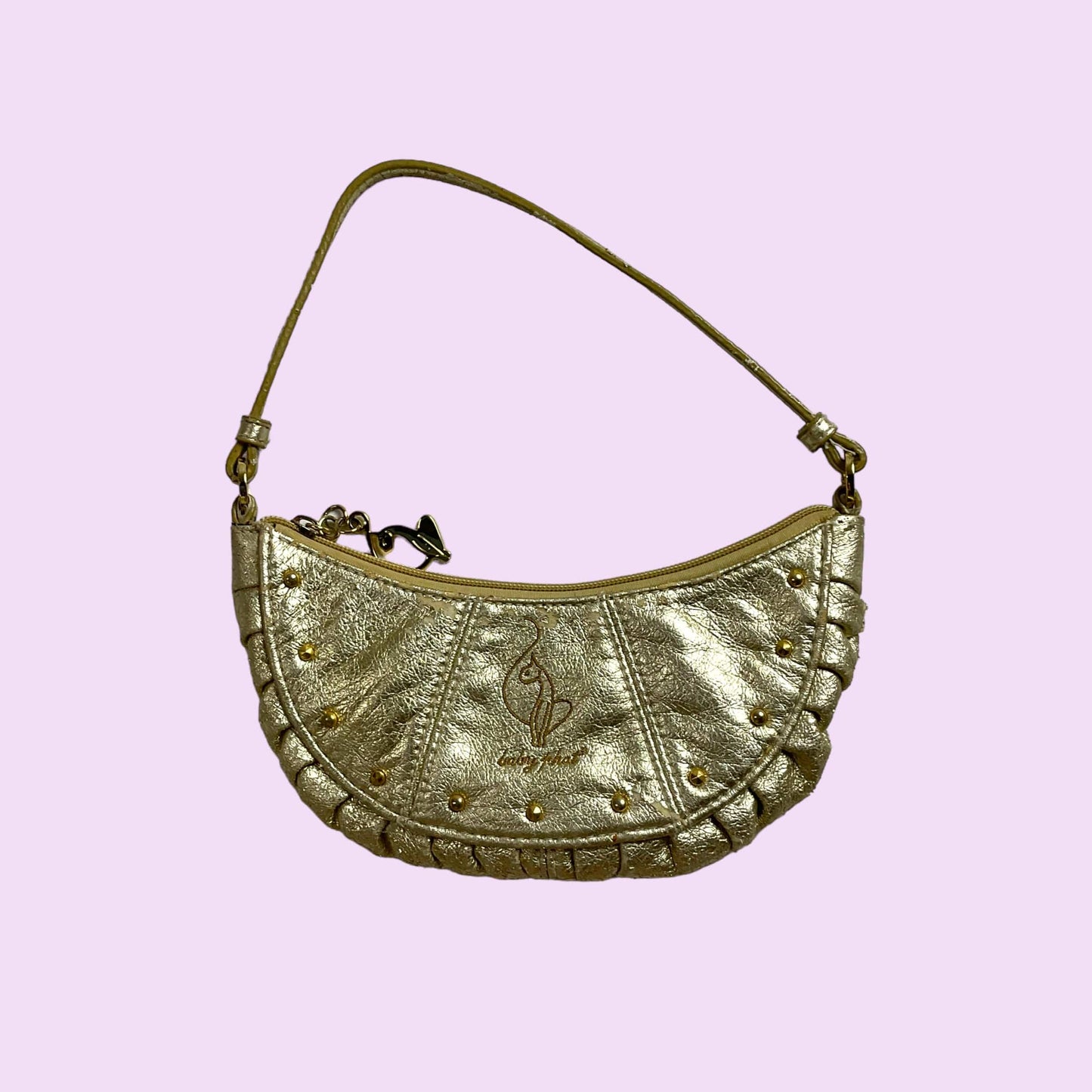 Y2K Gold Metallic Baby Phat Mini Handbag