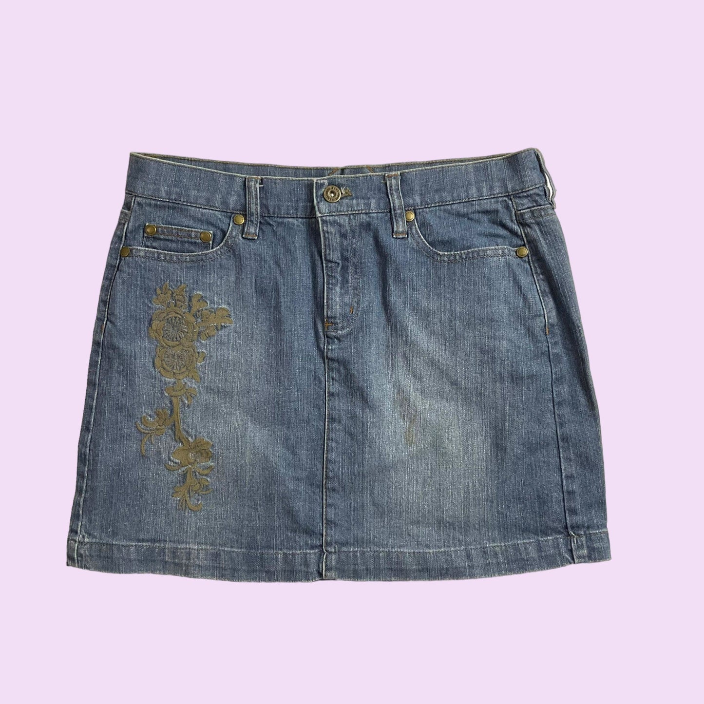 Y2K Embroidered Denim DKNY Skirt