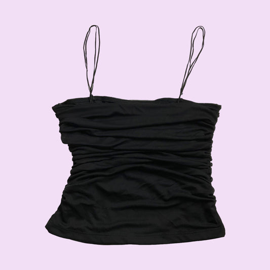 Vintage 90s Ruched Black Cami Top