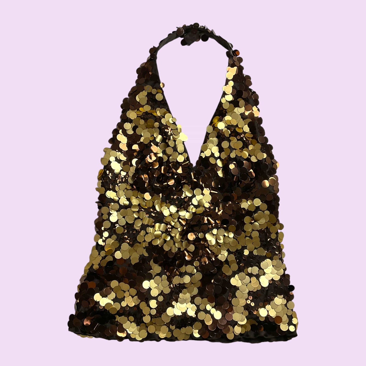 Y2K Gold Sequined Halter Top