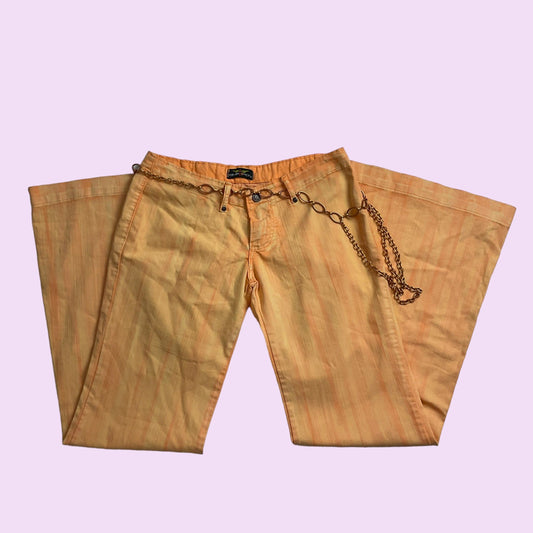 Vintage 90s Orange Buckled Flared Pants