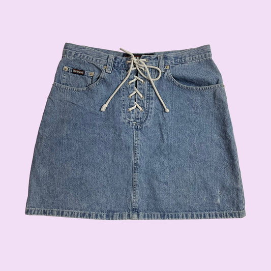 Vintage Y2K Lace Up Denim Skirt