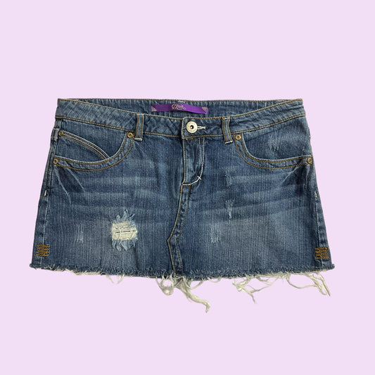 Y2K Denim Distressed Mini Skirt