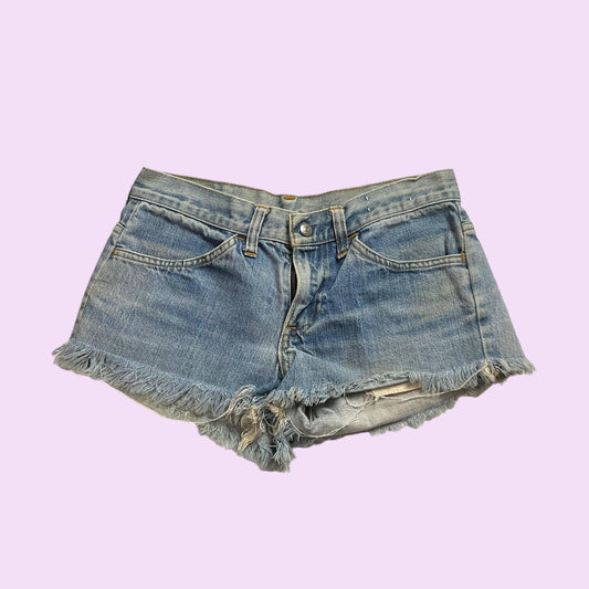 Vintage 90s Denim Orange Tab Levi’s Distressed Mini Shorts