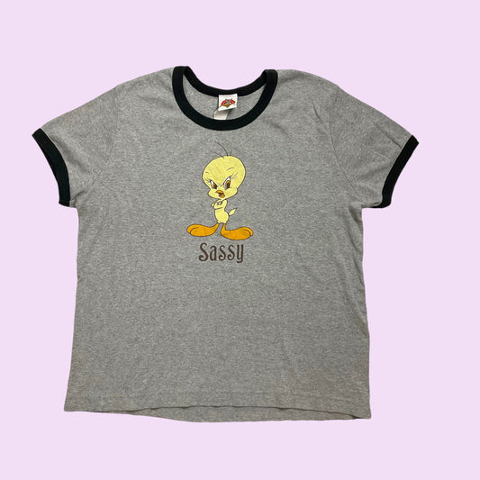 Vintage Y2K Graphic Tweety Ringer Top