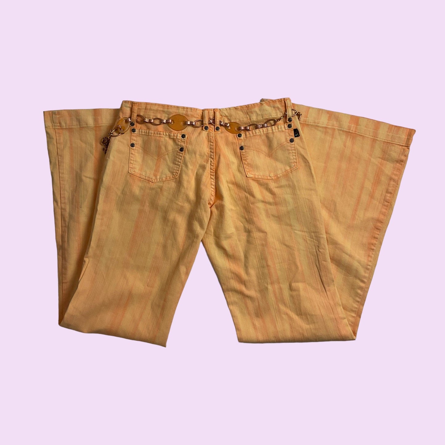 Vintage 90s Orange Buckled Flared Pants