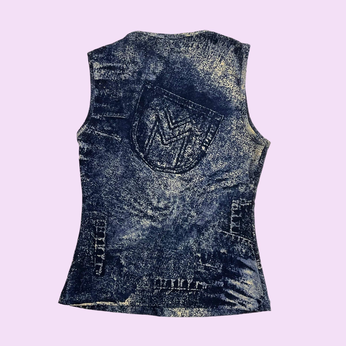 Vintage 90s Vixen Denim Print Top