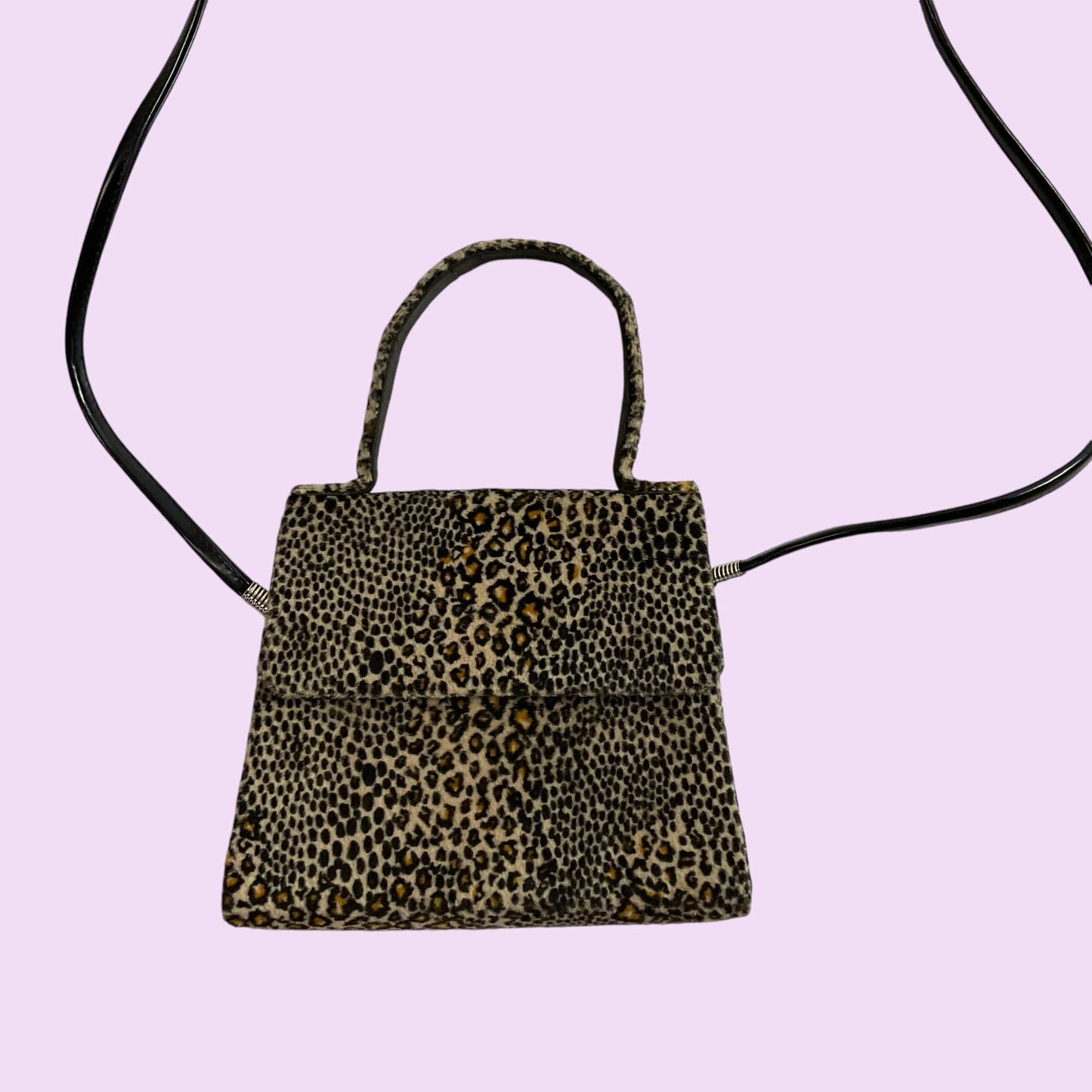 Vintage 90s Velour Leopard Print Mini Purse