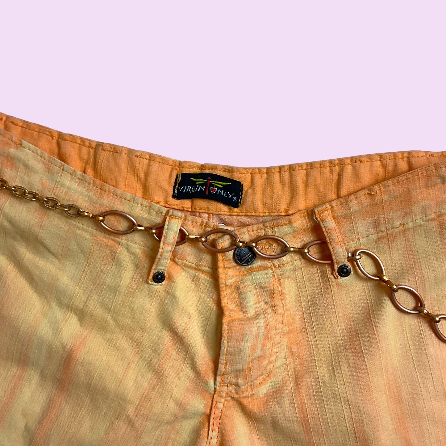 Vintage 90s Orange Buckled Flared Pants