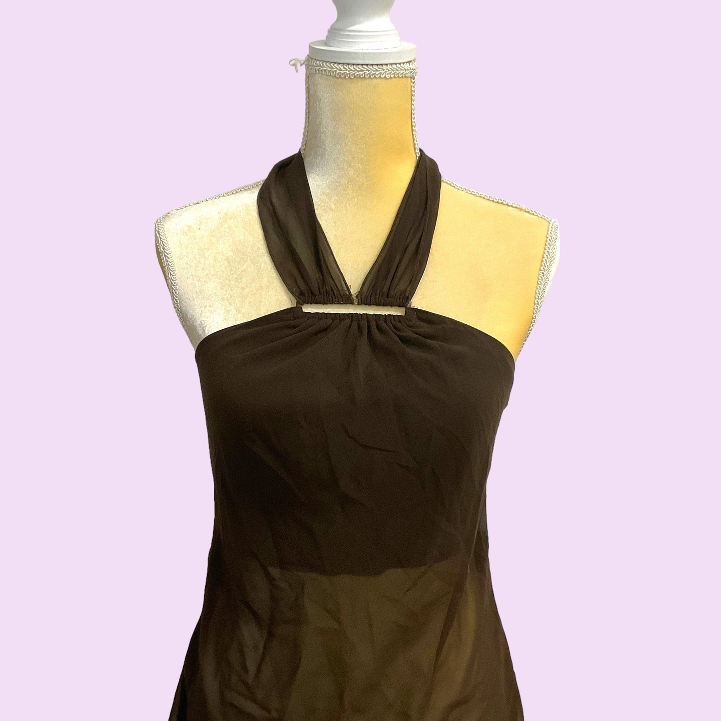 Vintage 90s Mesh Brown Halter Top