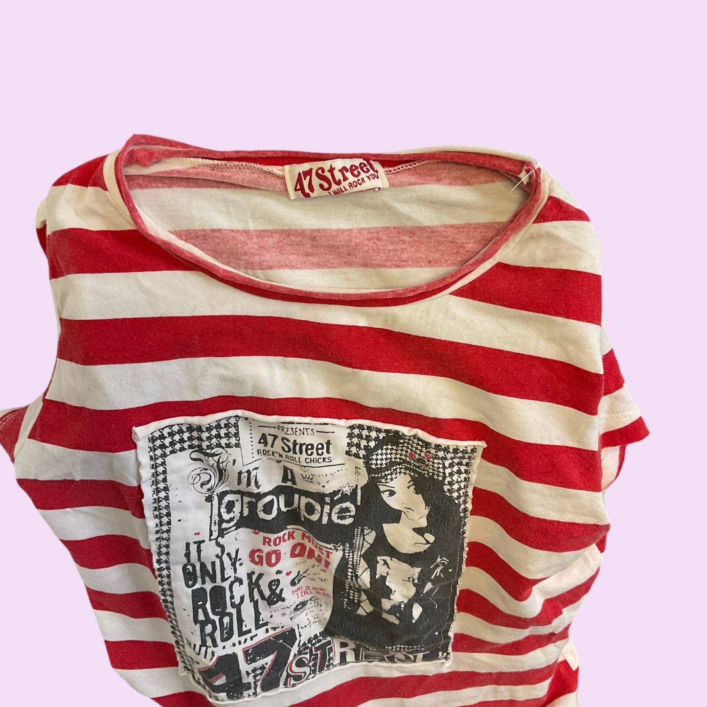 Vintage Y2K Euro Graphic Striped Top