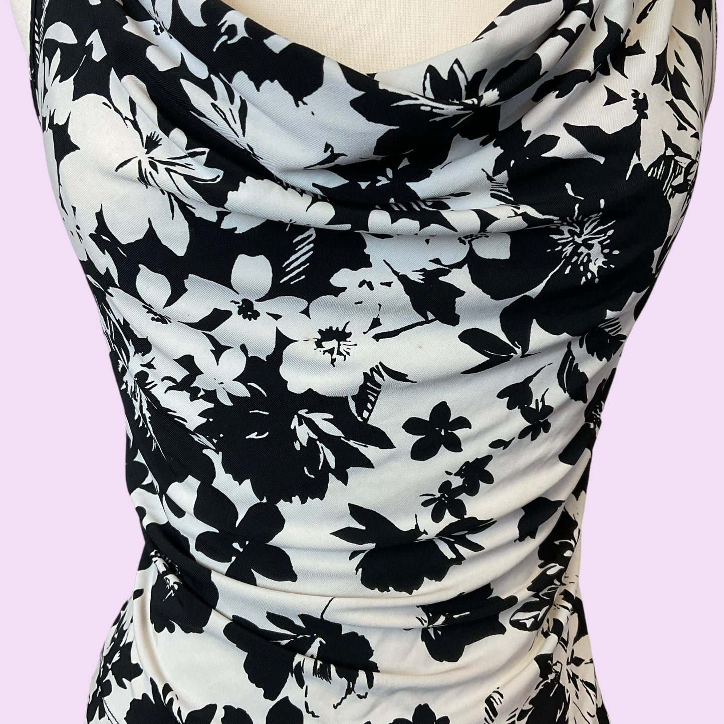 Vintage Y2K Floral Print Cowl Neck Top